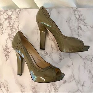 Via Spiga Olive Green Open Toe Pumps